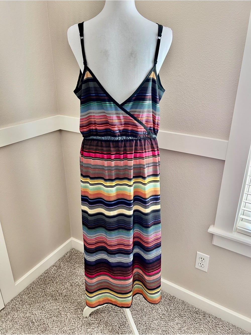 Athleta Havana Rainbow Stripe Midi Dress - Size Large - Picture 4 of 8